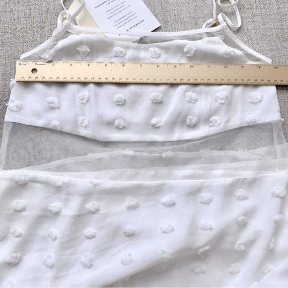 ☀️ [PRICE FIRM] SABO Miliano Illusion Mesh Panel Dot Textured Maxi Dress White - Picture 15 of 15